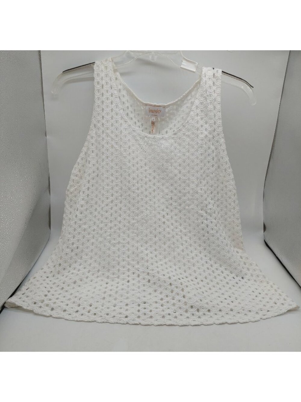 Laundry by Shelli Tank Top Size Large White Lace Shirt Lined